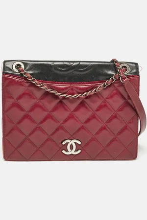 CHANEL /Black Quilted Leather and Canvas Medium Ballerine Flap Bag