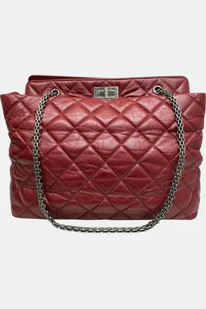 CHANEL Leather Bordeaux Matelasse 2.55 Chain Tote Bag