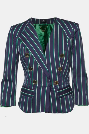 Elisabetta Franchi Striped Button Detail Blazer M