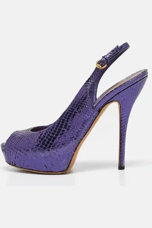 Gucci Python Leather Peep Toe slingback Pumps Size 37