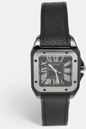 Cartier Ceramic Santos 100 Calfskin Leather 2878 Men