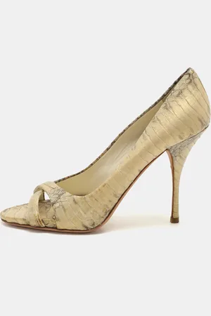 Miu Miu Snakeskin Leather Peep Toe Pumps Size 37