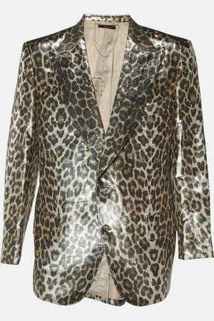 Tom Ford Leopard Print Lurex Crepe Blazer 4XL