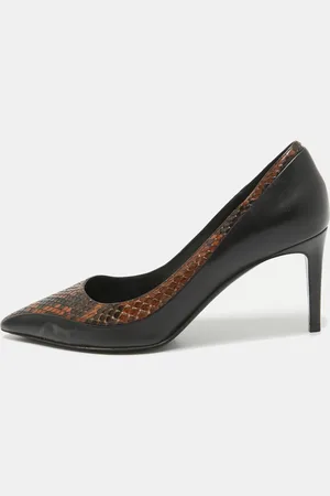 Salvatore Ferragamo Leather and Python Leather Pointed Toe Pumps Size 39.5