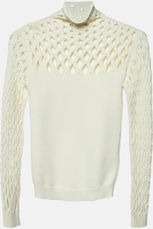 VALENTINO Ivory Mesh Knit High Neck Jumper M