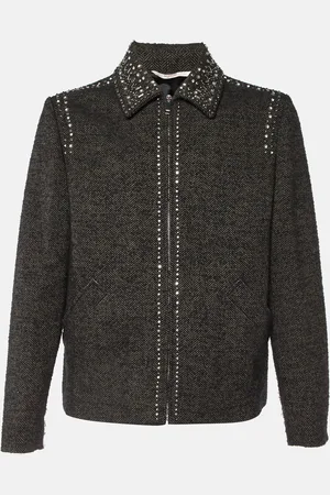 VALENTINO Studded Wool Tweed Zip-Up Jacket L