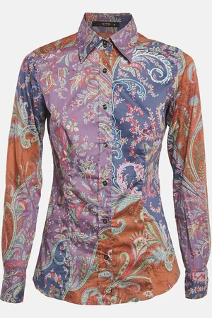 Etro /Brown Paisley Print Stretch Cotton Tribal Accent Shirt S