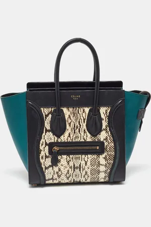 Céline Leather and Snakeskin Micro Luggage Tote