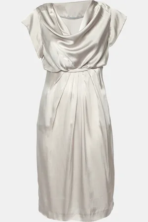 VALENTINO Satin Silk Pleated Long Dress M