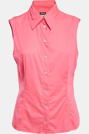 VERSACE Embellished Cotton Blend Sleeveless Top M