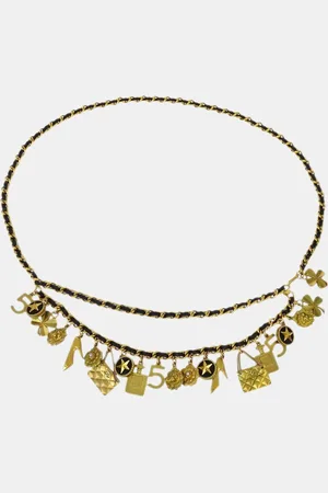 CHANEL Black Artificial Pearl CC Icon Chain Belt 94A