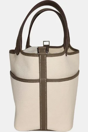 Hermès Cargo Ecru Toile Etoupe Swift Picotin 18 bag PHW