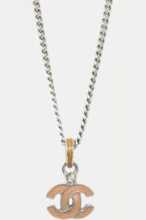 CHANEL Rhinestone CC Chain Necklace Pendant 4P