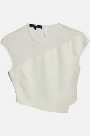 Elisabetta Franchi Crepe and Mesh Crop Top L