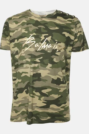 Balmain Camouflage Print Cotton T-shirt M