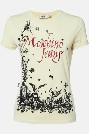 Moschino Logo Embroidery and Flock Print Jersey T-Shirt M
