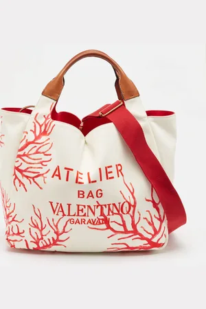 VALENTINO /Red Printed Canvas Large Atelier Tote