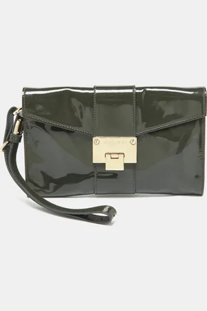 Jimmy Choo Slate Patent Leather Rebel Clutch