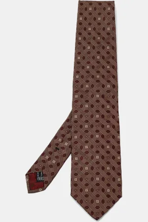 Gucci Maroon Jacquard Silk Classic Tie