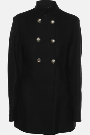 VERSACE Wool Double Breasted Coat S