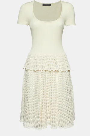 Alexander McQueen Rib Knit and Patterned Knit Mini Dress L