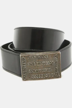 VALENTINO Patent Leather Logo Square Buckle Belt 90CM