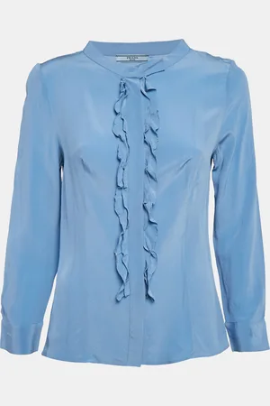 Prada Silk Ruffled Button Front Blouse M