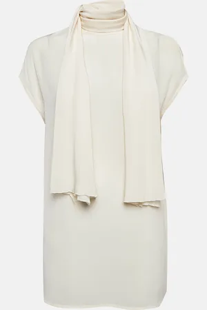 VERSACE Silk Tie-Up Neck Sleeveless Blouse M