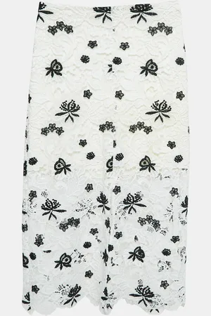 ALICE+OLIVIA Floral Pattern Lace Midi Skirt M