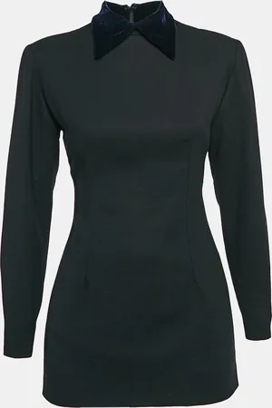 Dior Christian Boutique Wool Velvet Collar Mini Dress S