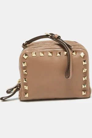 VALENTINO Leather Rockstud Double Pouch Wallet