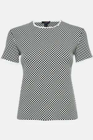 LOUIS VUITTON /White Micro Checked Jersey Top M