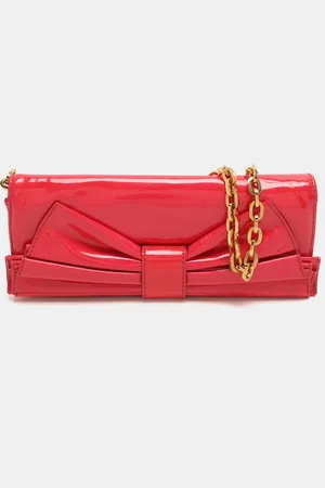 VALENTINO Patent Leather Bow Chain Clutch