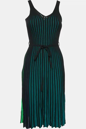 Kenzo /Multicolor Rib Knit Jersey Two-Toned Sleeveless Dress XS