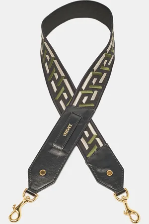 VERSACE Canvas and Leather La Greca Signature Shoulder Bag Strap