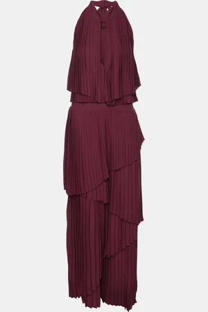 Elie saab Polyester Halterneck Pleated Long Dress M