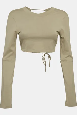 Jacquemus Sage Cotton Open Back Crop T-Shirt XS