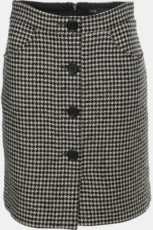 Maje /Black Wool Blend Button Detail Mini Skirt M