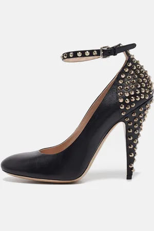 Miu Miu Leather Studded Ankle Strap Pumps Size 40
