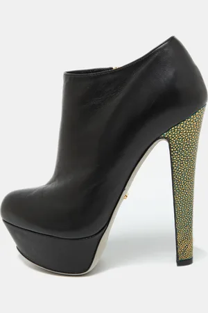 Sergio Rossi Leather Platform Ankle Length Booties Size 34.5