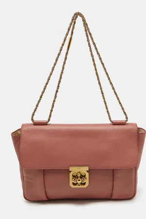 Chloé Peach Leather Large Elsie Chain Shoulder Bag