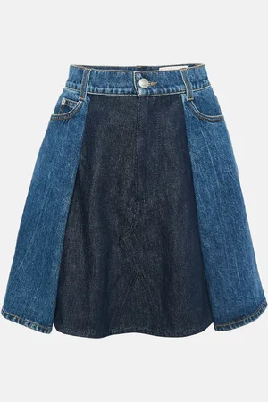 Alexander McQueen Denim Dual Tone Pleated Mini Skirt S