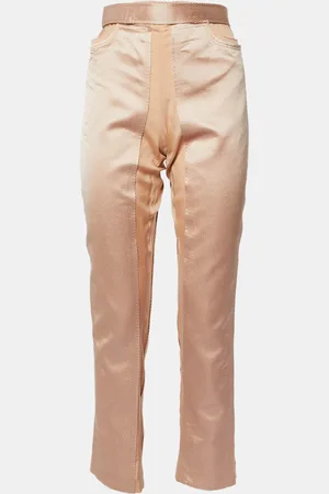 Gucci Nude Silk Belt Detail Trousers M