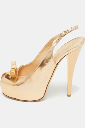 Giuseppe Zanotti Leather Peep Toe Platform Slingback Sandals Size 38.5