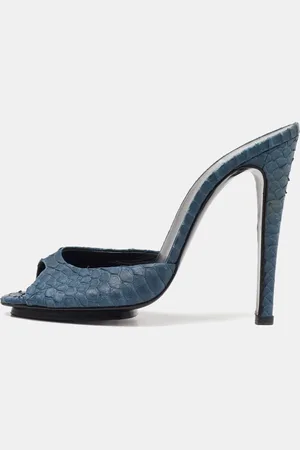 Pierre Hardy Navy Python Leather Open Toe Slide Sandals Size 38