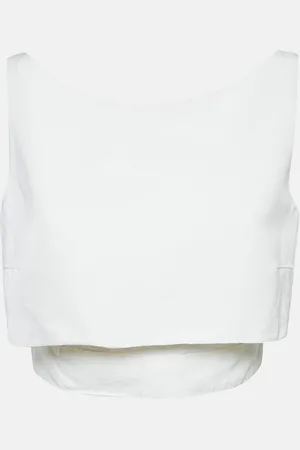 Alexander McQueen Faille Cotton Blend Layered Crop Top M