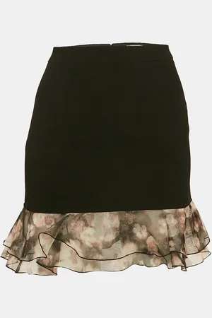 Elisabetta Franchi Organza Trim Crepe Ruffled Mini Skirt S