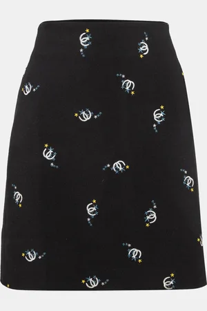 Maje Horseshoe Embroidered Crepe Trapeze Mini Skirt M