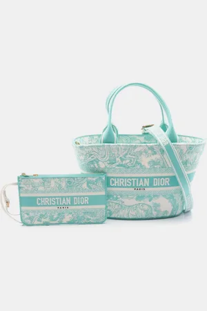 Dior Christian White Canvas IVIERA Panier Chapeau Toile de Jouy Embroidery Tote Bag
