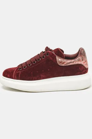 Alexander McQueen Velvet and Snakeskin Effect Oversized Sneakers Size 40.5